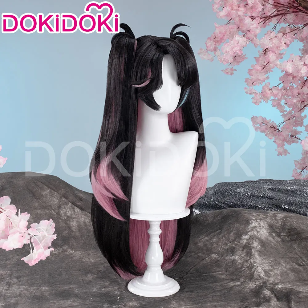 DokiDoki Game Wuthering Waves Cosplay Zhe Zhi Wig Long Straight Black Pink Hair Zhezhi