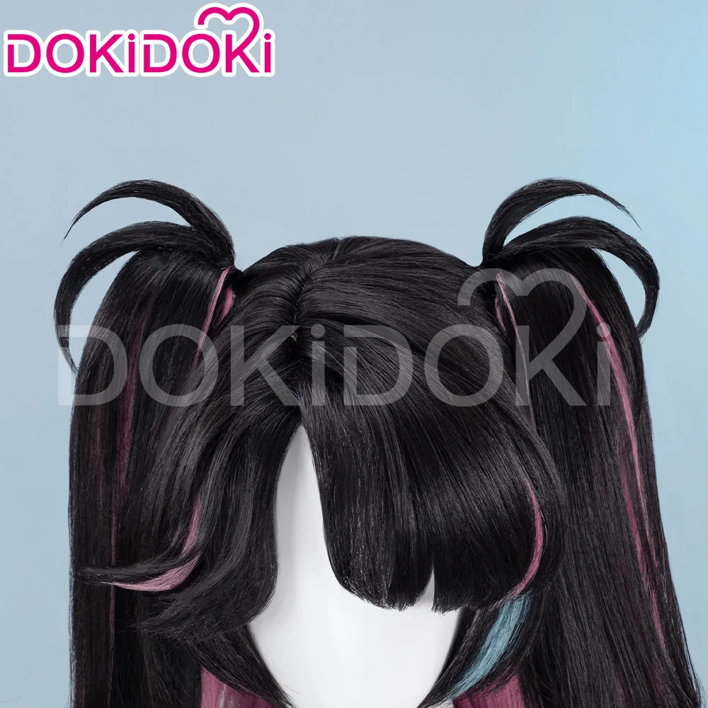 DokiDoki Game Wuthering Waves Cosplay Zhe Zhi Wig Long Straight Black Pink Hair Zhezhi