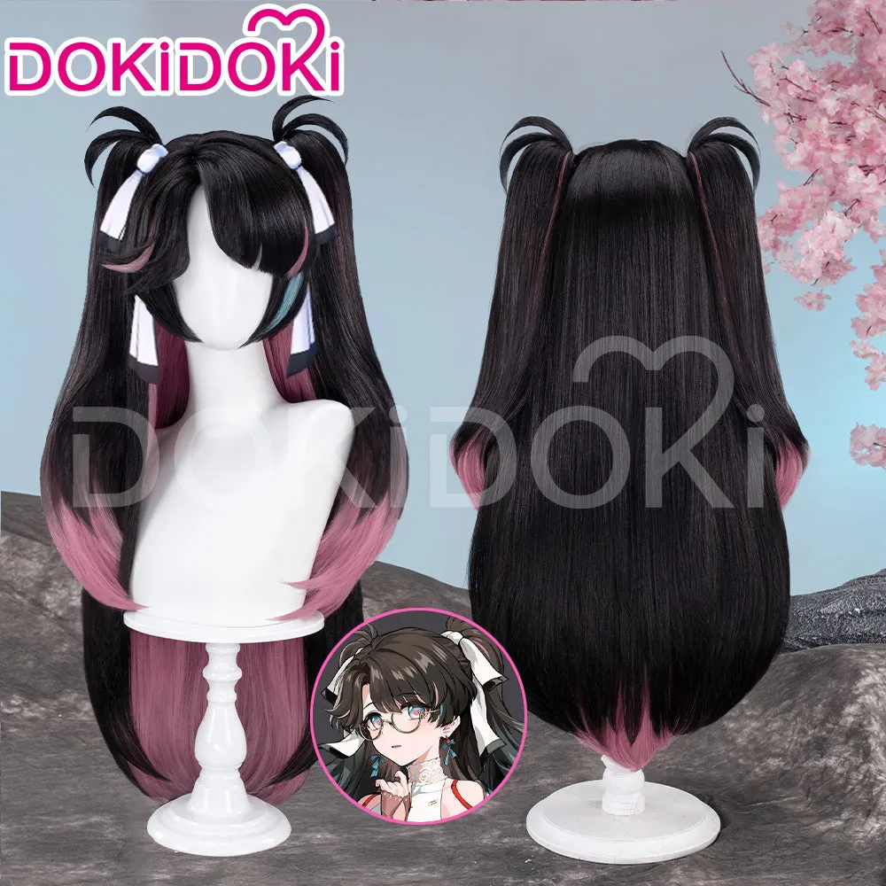 DokiDoki Game Wuthering Waves Cosplay Zhe Zhi Wig Long Straight Black Pink Hair Zhezhi