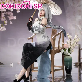 DokiDoki-SR Game Genshin Impact Cosplay Shenhe Costume Ink Wash Painting Doujin Cheongsam