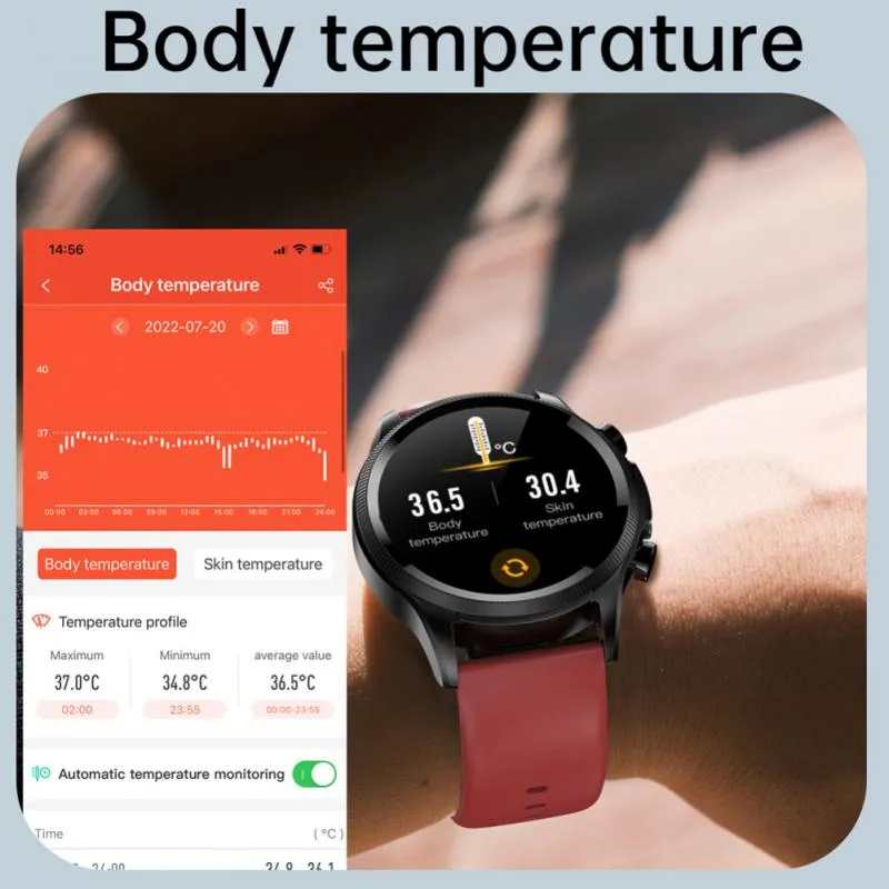 ECG PPG Smart Watch Men Blood Pressure Heart Rate Body Temperature Wristwatch IP68 Waterproof Sport Fitness Tracker Smartwatch