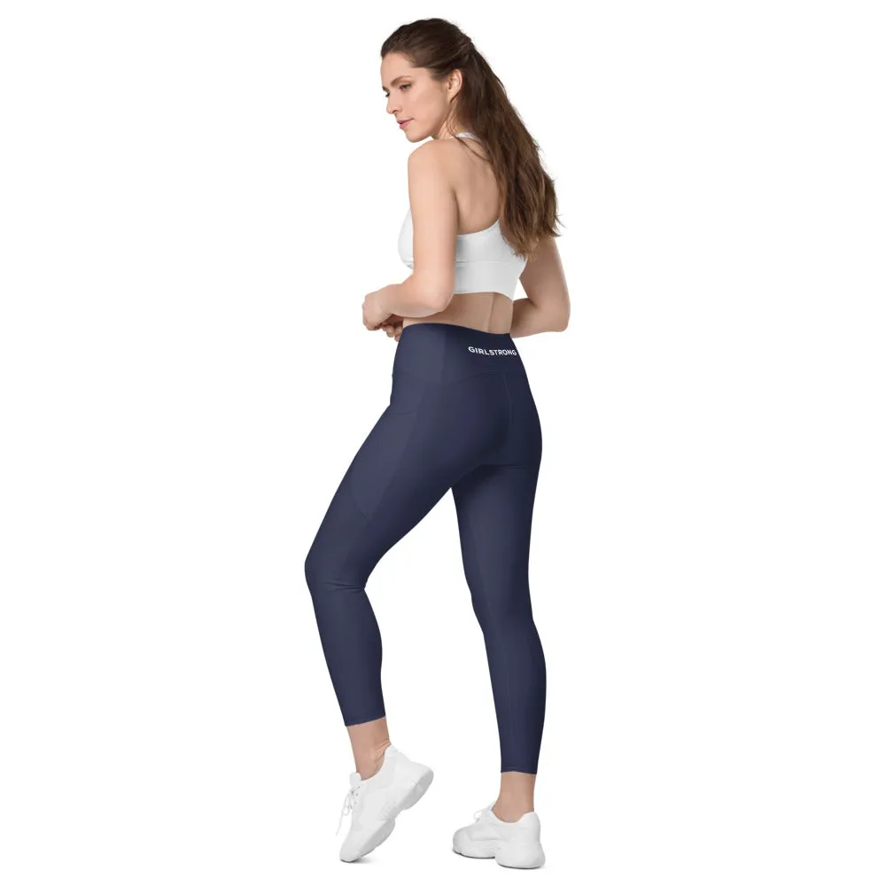 ELEVATED ESSENTIALS, THE PERFECT SIDE POCKET LEGGING NAVY BLUE