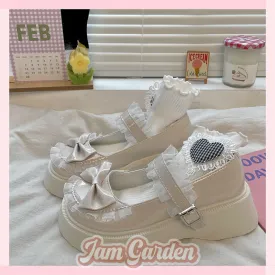 Fairy Cute Lolita Bow Mary Jane Shoes with Thick Soles