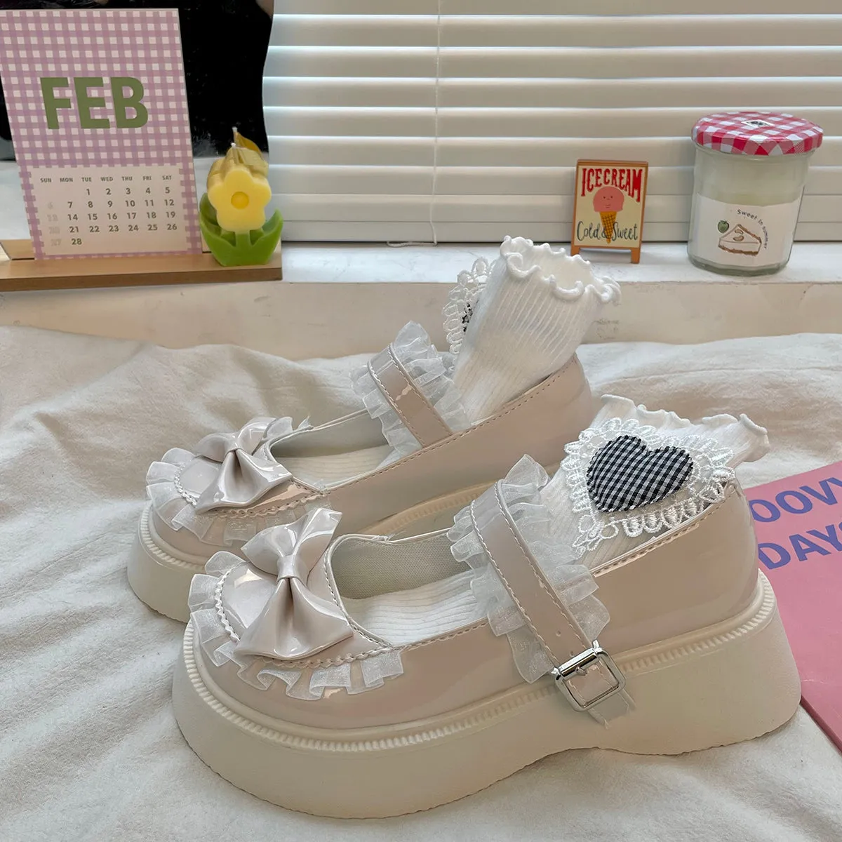 Fairy Cute Lolita Bow Mary Jane Shoes with Thick Soles