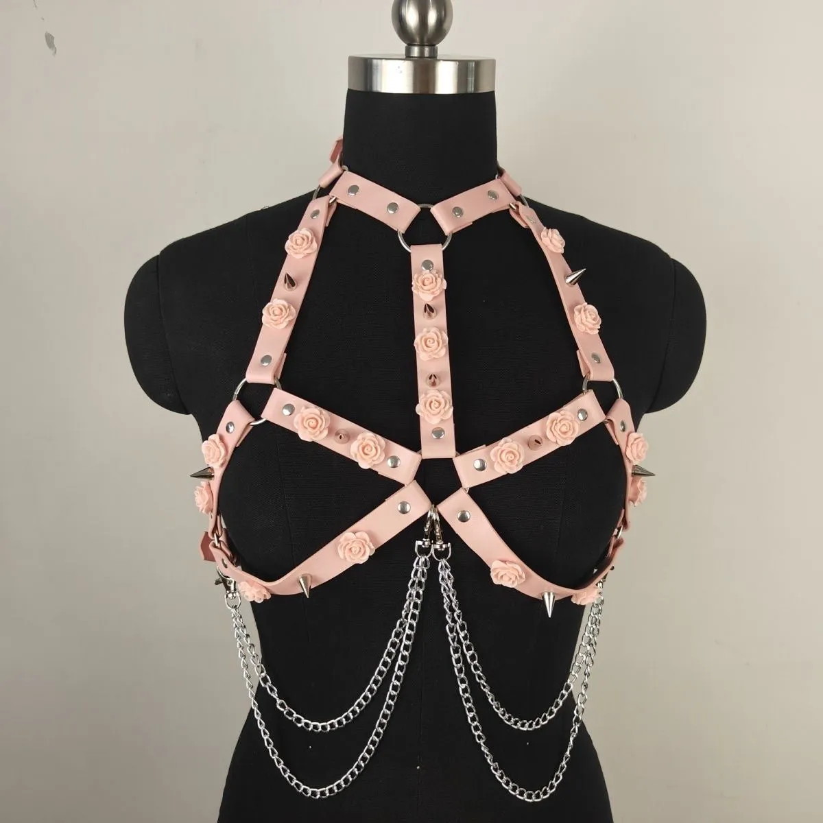 Fashionable and sexy high quality leather flower chain