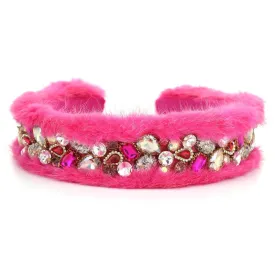 Fashionable women's rabbit hair rhinestone hair hoop