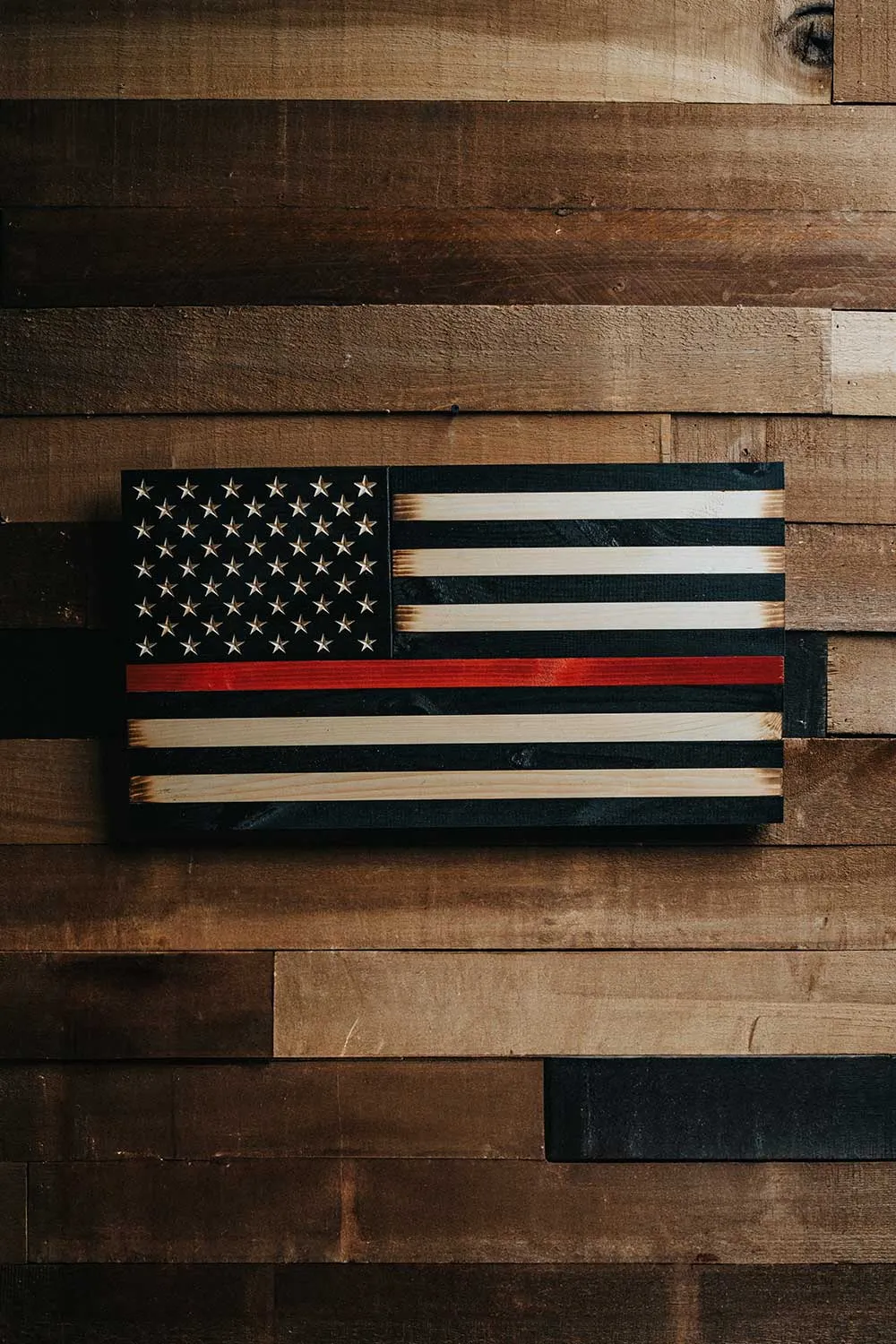 Flags of Valor - Thin Red Line American Flag Wood Wall Sign