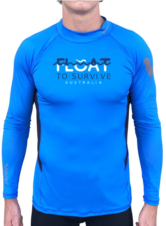 FLOAT TO SURVIVE - Long Sleeve Rash Top - Cyan - CUSTOM