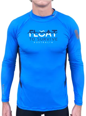 FLOAT TO SURVIVE - Long Sleeve Rash Top - Cyan - CUSTOM