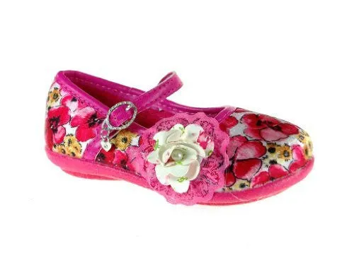 Girls 253 Floral Mary Jane Charm Flat Shoes