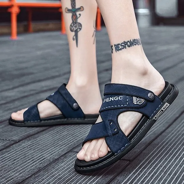 Groovywish Men Velcro Rubber Sandals Fashionable Casual Summer Footwear