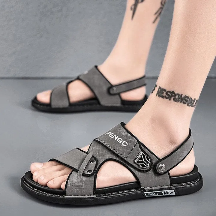 Groovywish Men Velcro Rubber Sandals Fashionable Casual Summer Footwear