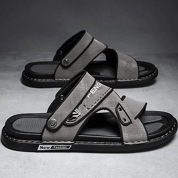 Groovywish Men Velcro Rubber Sandals Fashionable Casual Summer Footwear