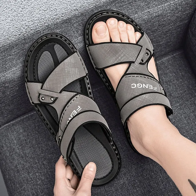 Groovywish Men Velcro Rubber Sandals Fashionable Casual Summer Footwear