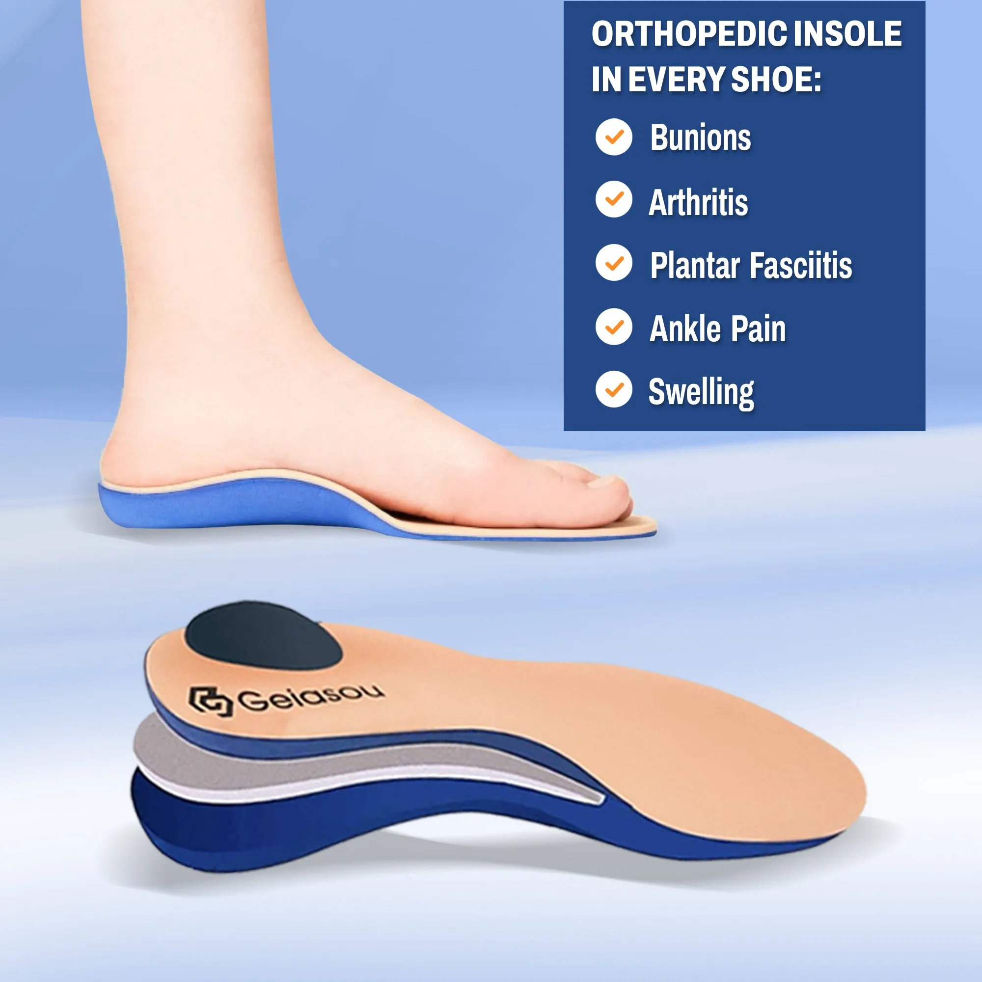 GroovyWish Orthopedic Shoes Women Breathable Arch Support Non-Slip Outsole