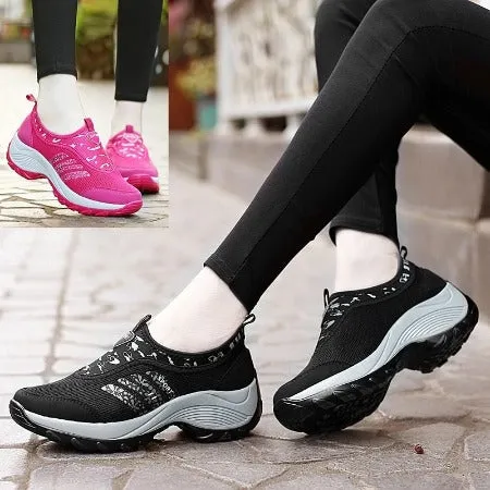 GroovyWish Orthopedic Women Shoes Breathable Wide Toe Cap Arch Support Elastic