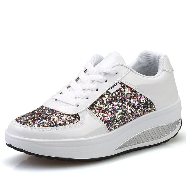 Groovywish Women Orthopedic Rhinestones Slip-on Walking Shoes