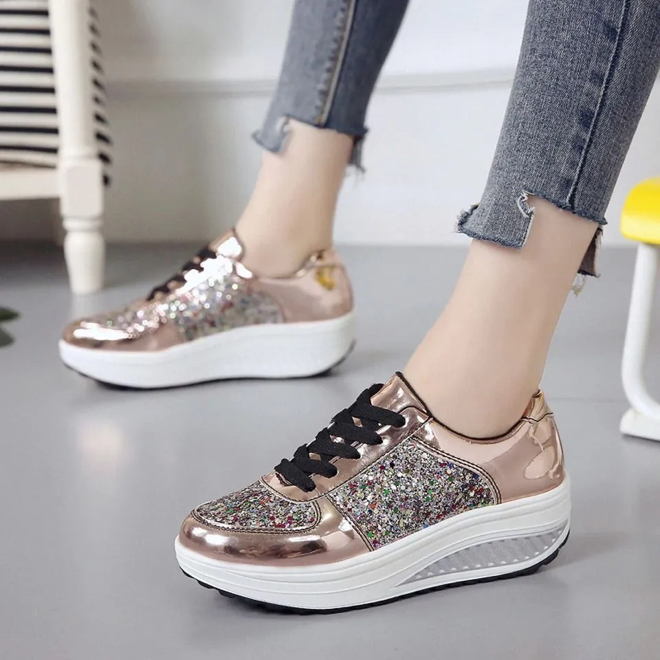 Groovywish Women Orthopedic Rhinestones Slip-on Walking Shoes