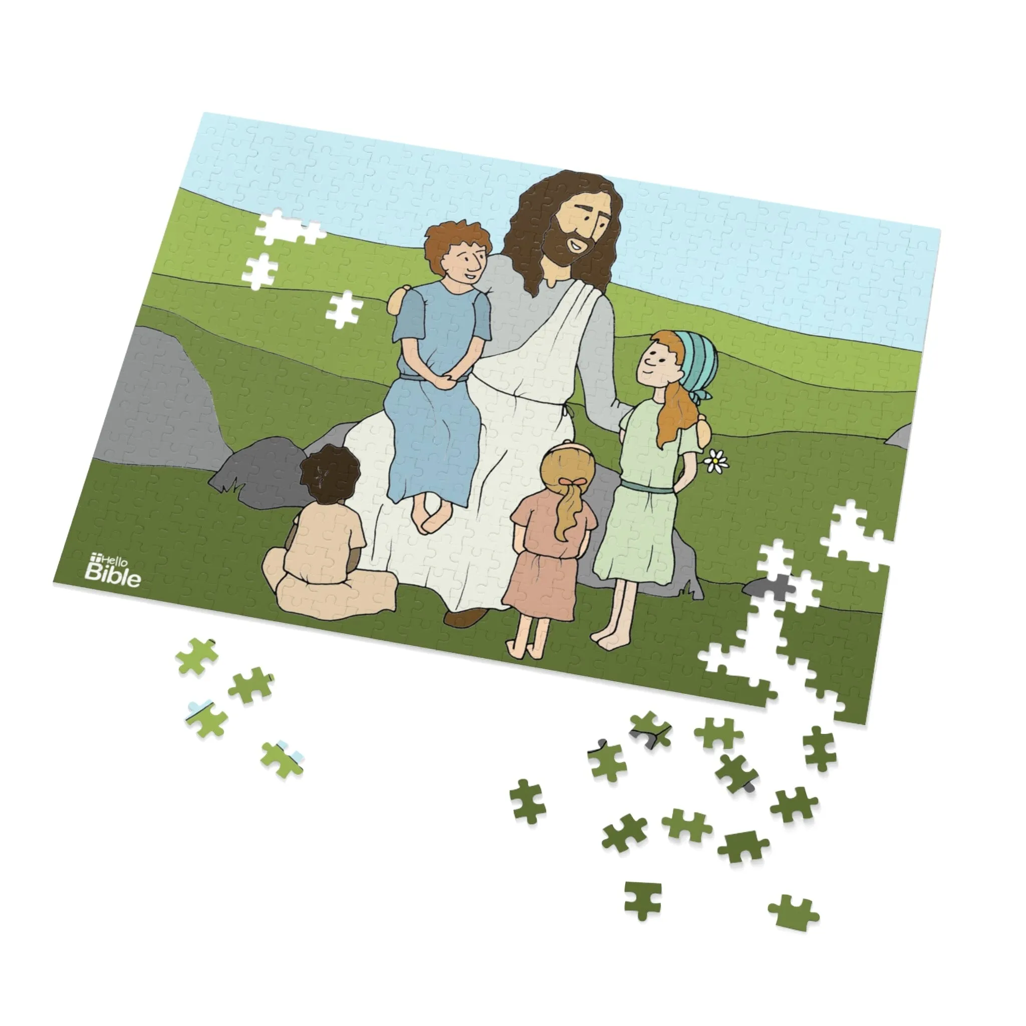 HelloBible Jesus and the Children Jigsaw Puzzle (110, 252, and 500 piece)