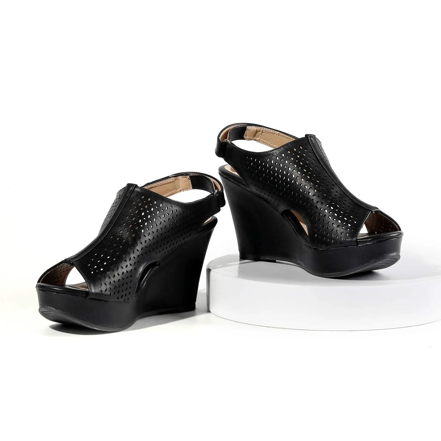 Hollow Peep Toe Wedge Sandal