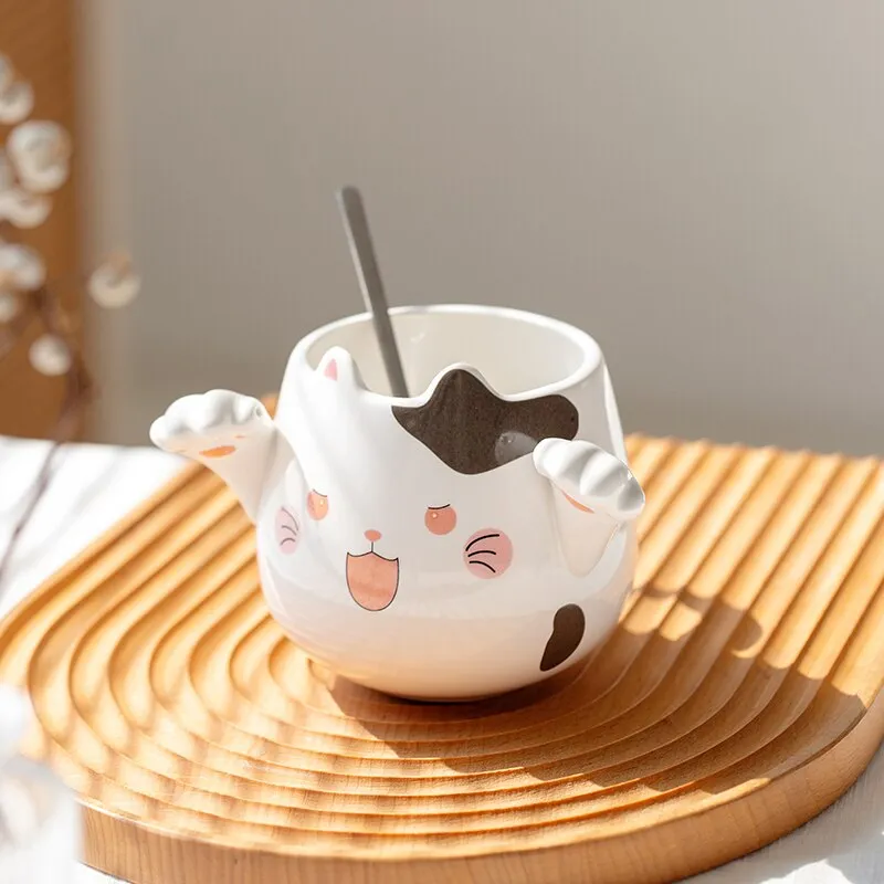 Kawaii Cute Cat Mug With Spoon