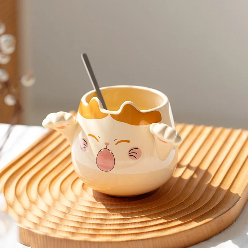 Kawaii Cute Cat Mug With Spoon