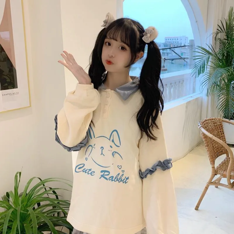 Korean Fashion Cute Rabbit Polo Sweatshirt