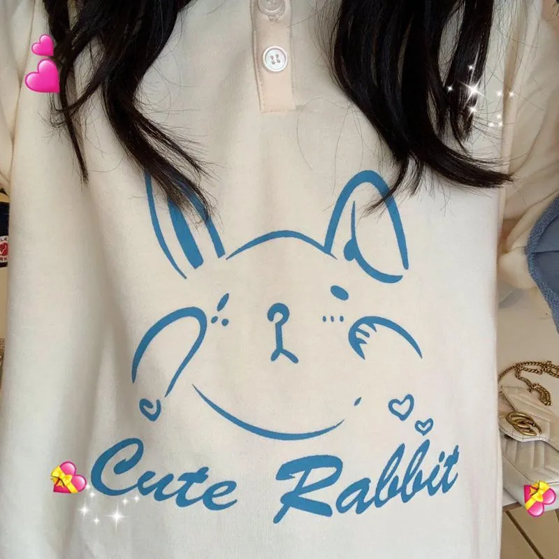 Korean Fashion Cute Rabbit Polo Sweatshirt