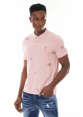 LETTER PRINT MEN'S POLO TSHIRT