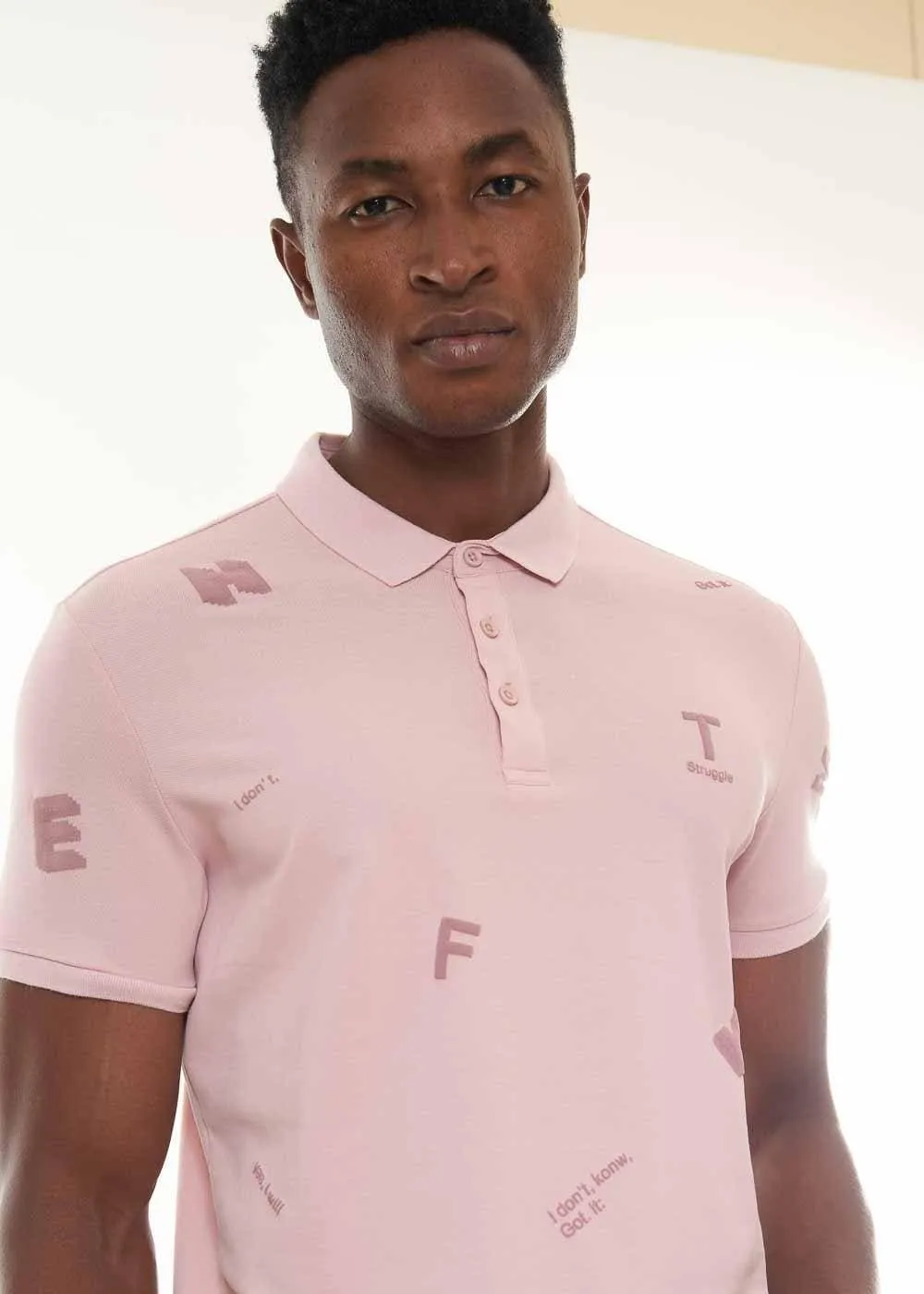 LETTER PRINT MEN'S POLO TSHIRT