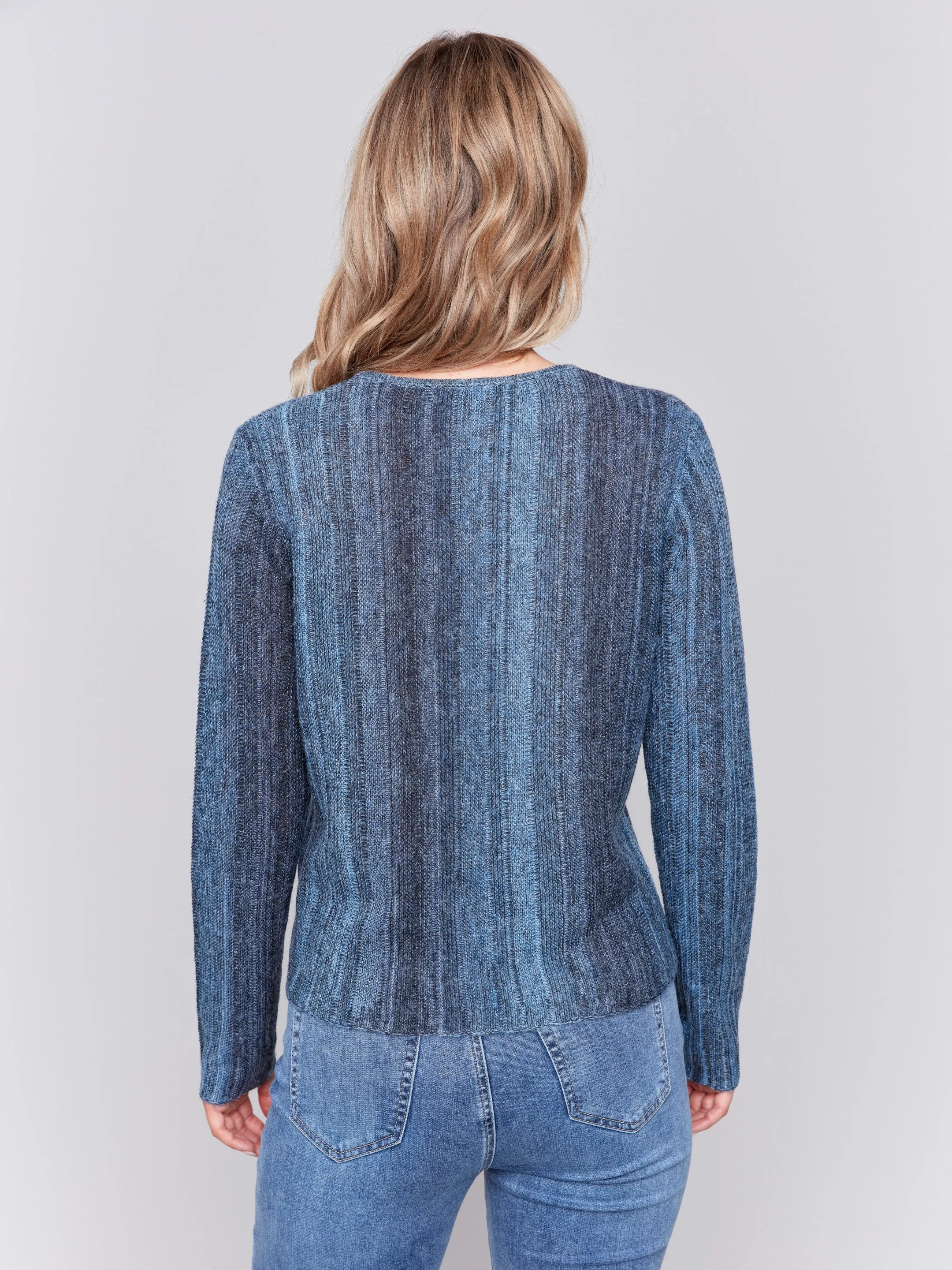 Lightweight Space Dye Yarn Sweater - Denim