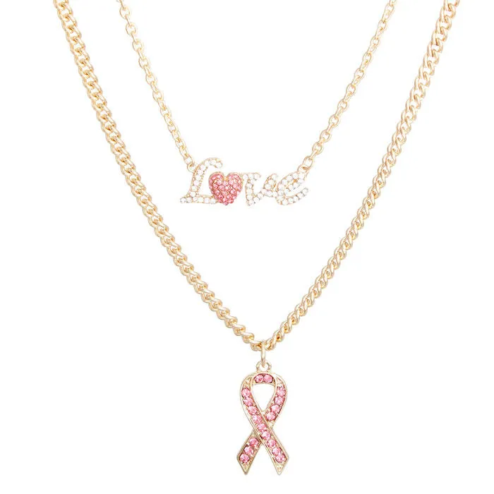 Love Pink Ribbon Chain