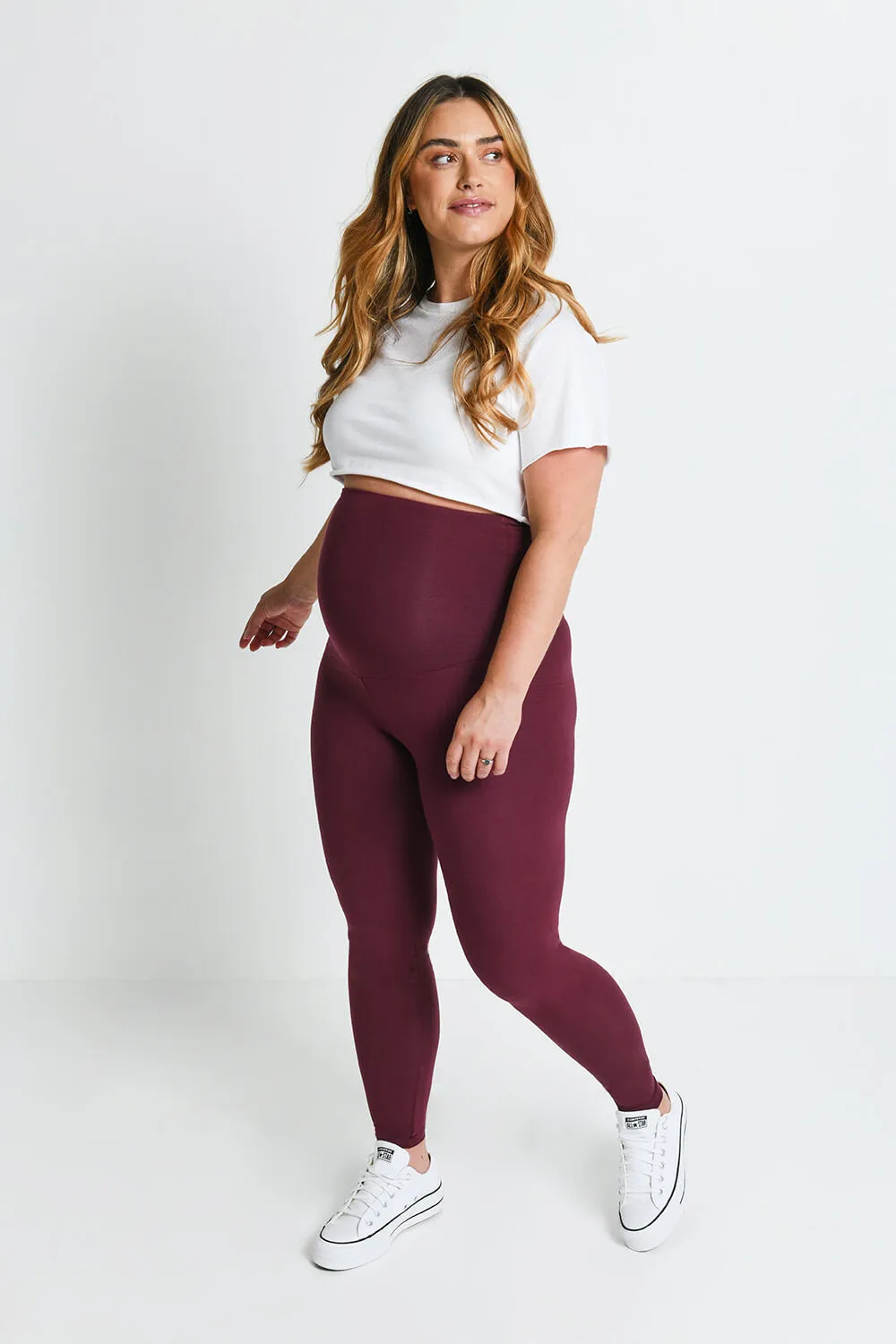 Maternity Lightweight Everyday Leggings - Burgundy