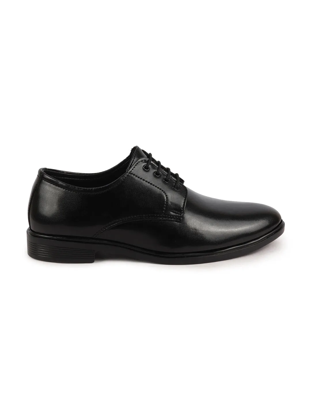 Men Black Formal Dress Lace Up Derby Shoes With Cushioned Footbed For Office|Work