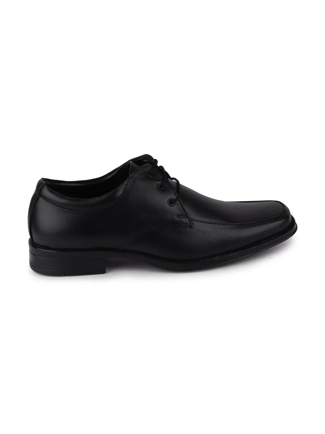 Men Black Formal Leather Lace-Up Derby Shoes