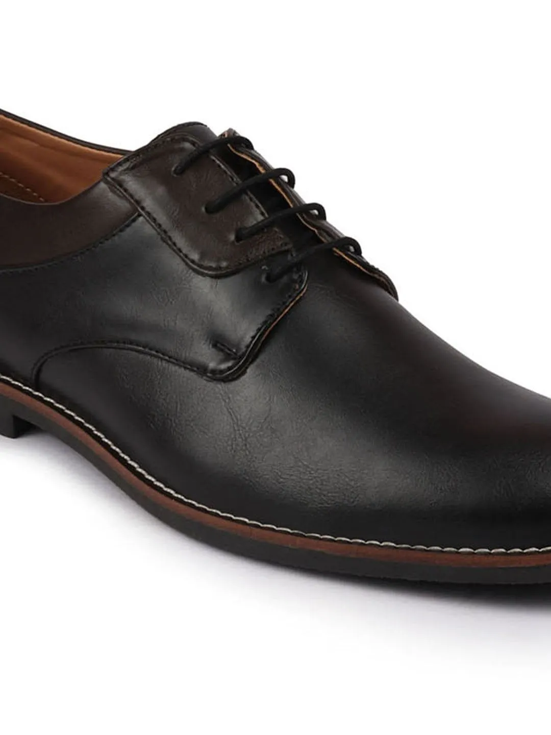 Men Black Lace Up Welted Oxford Shoes