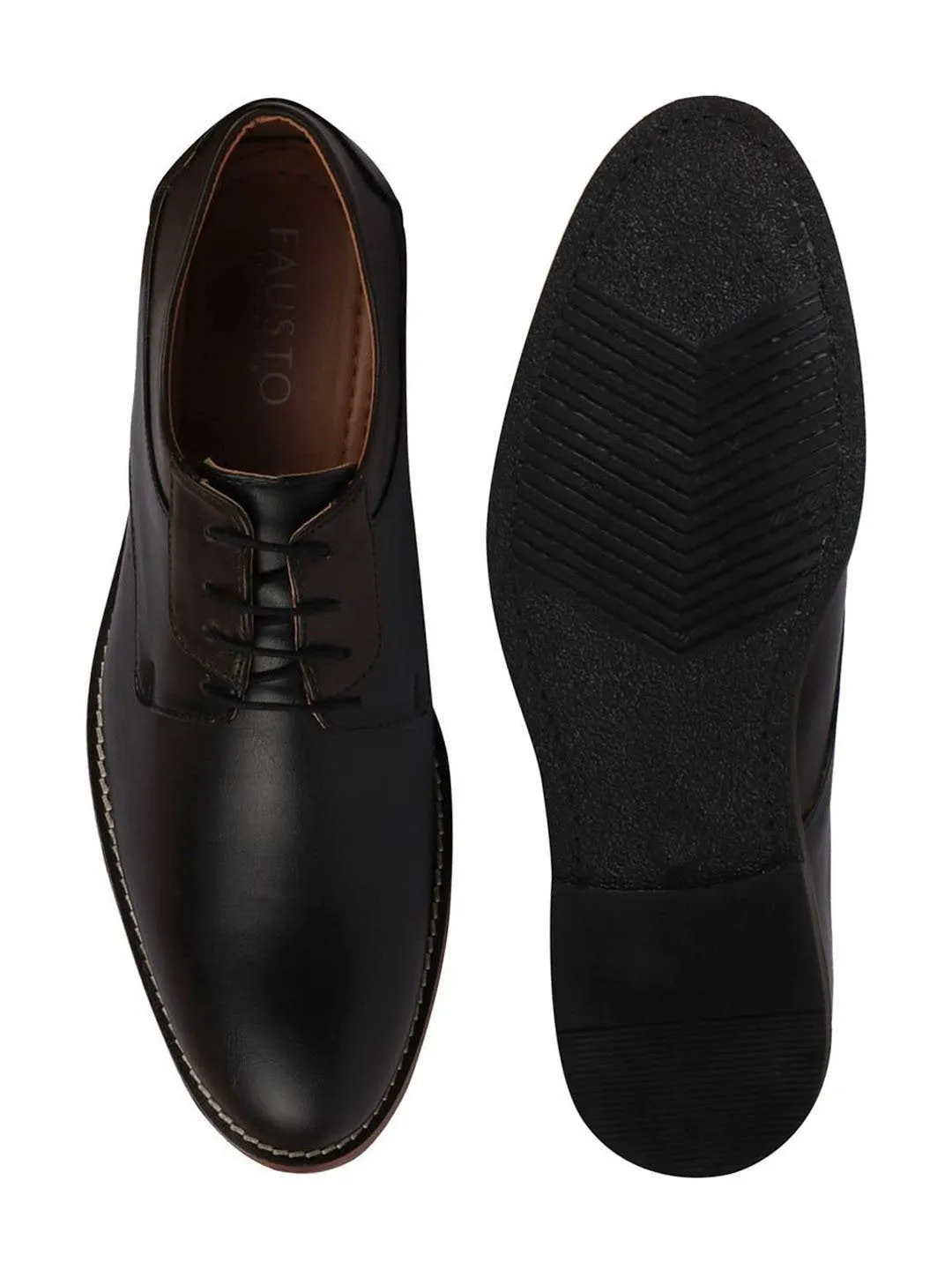 Men Black Lace Up Welted Oxford Shoes