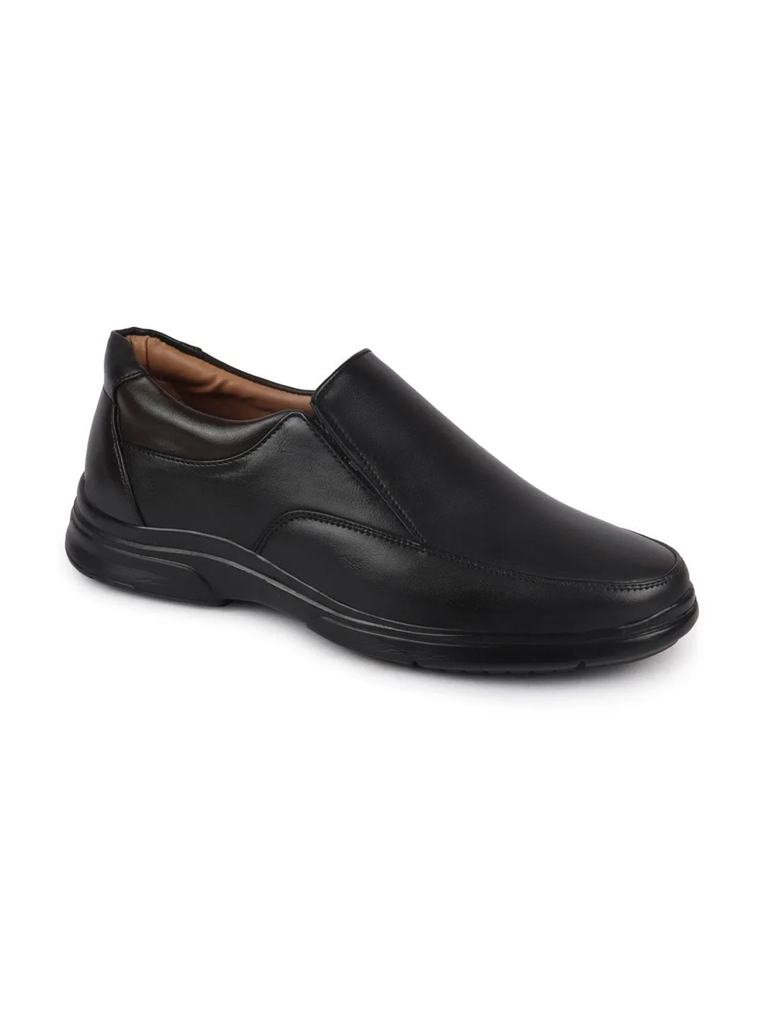 Men Black Thermal Formal Slip On Shoes