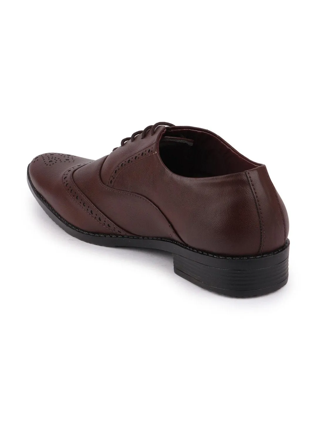 Men Brown Formal Lace-Up Brogue Shoes