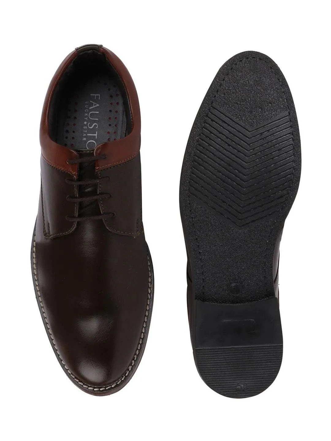 Men Brown Formal Lace-Up Oxford Shoes