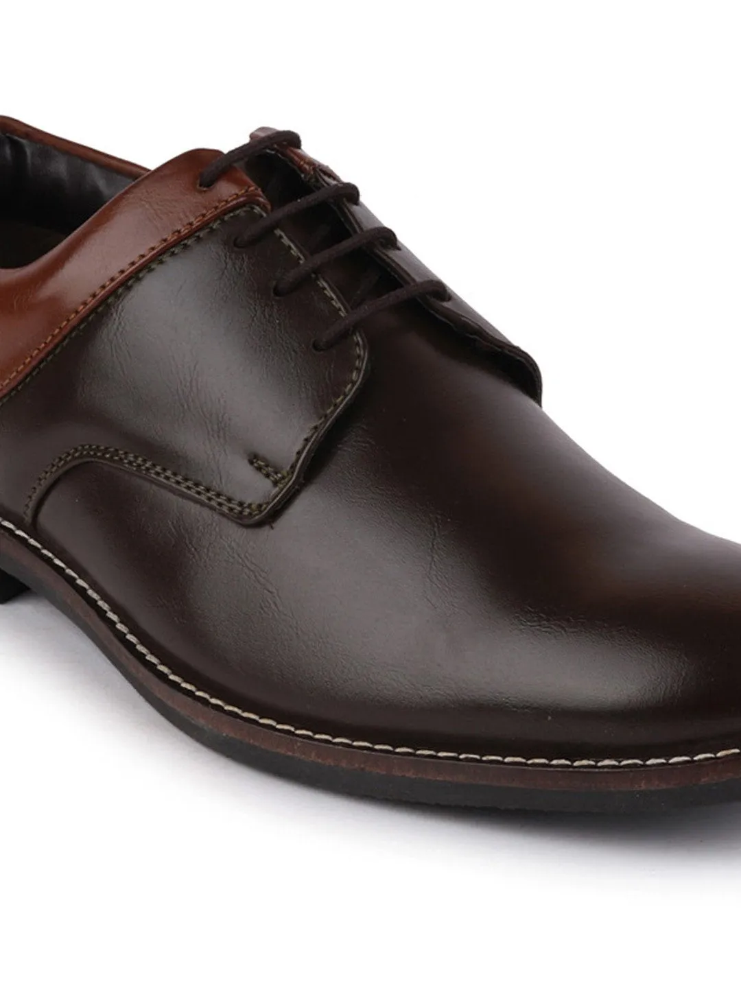 Men Brown Formal Lace-Up Oxford Shoes