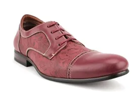 Men's 19398L Floral Print Cap Toe Lace Up Oxford Dress Shoes