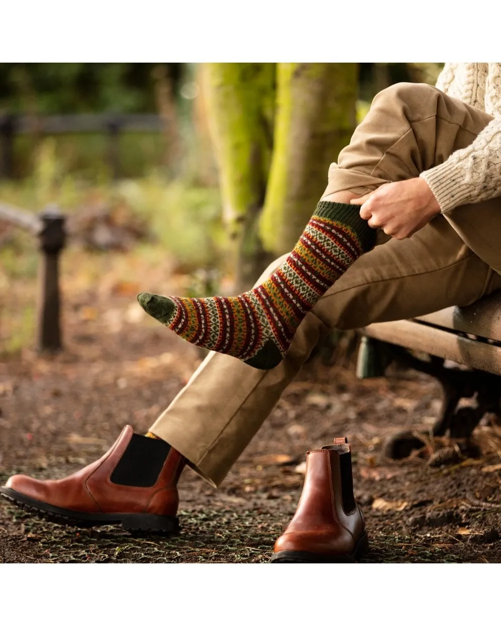 Men's Fair Isle Socks - Spruce Green