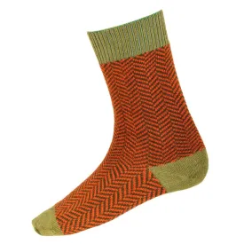 Men's Herringbone Socks - Moss Green