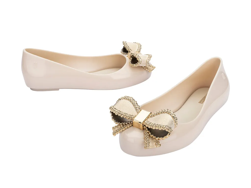 Mini Melissa Sweet Love Beige Gold Ballerinas For Kids