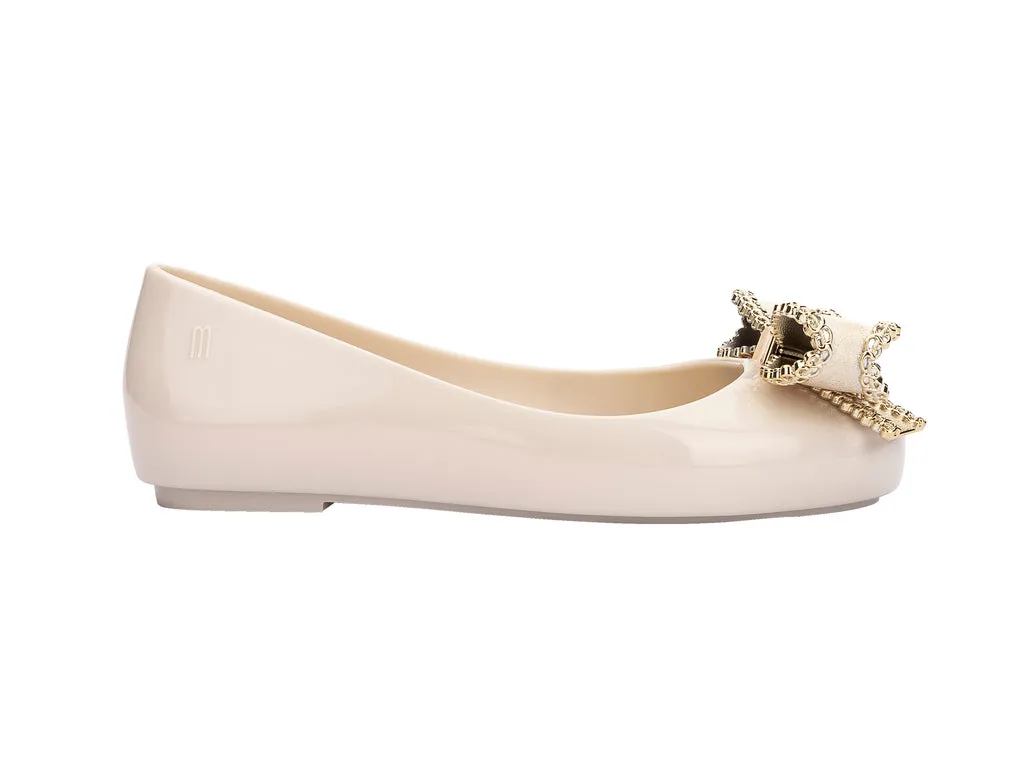 Mini Melissa Sweet Love Beige Gold Ballerinas For Kids