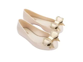 Mini Melissa Sweet Love Beige Gold Ballerinas For Kids