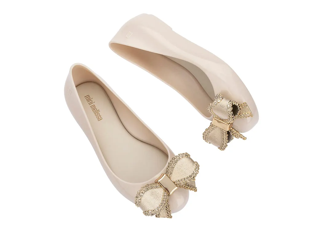 Mini Melissa Sweet Love Beige Gold Ballerinas For Kids