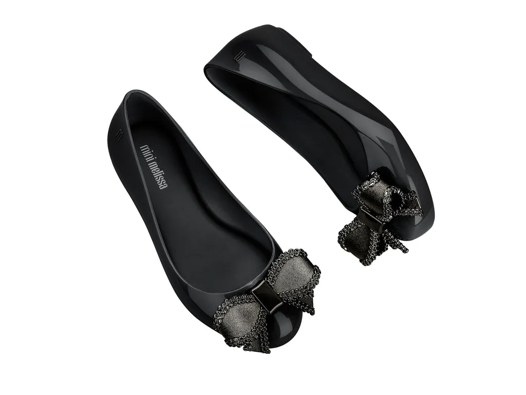 Mini Melissa Sweet Love Black Ballerinas For Kids