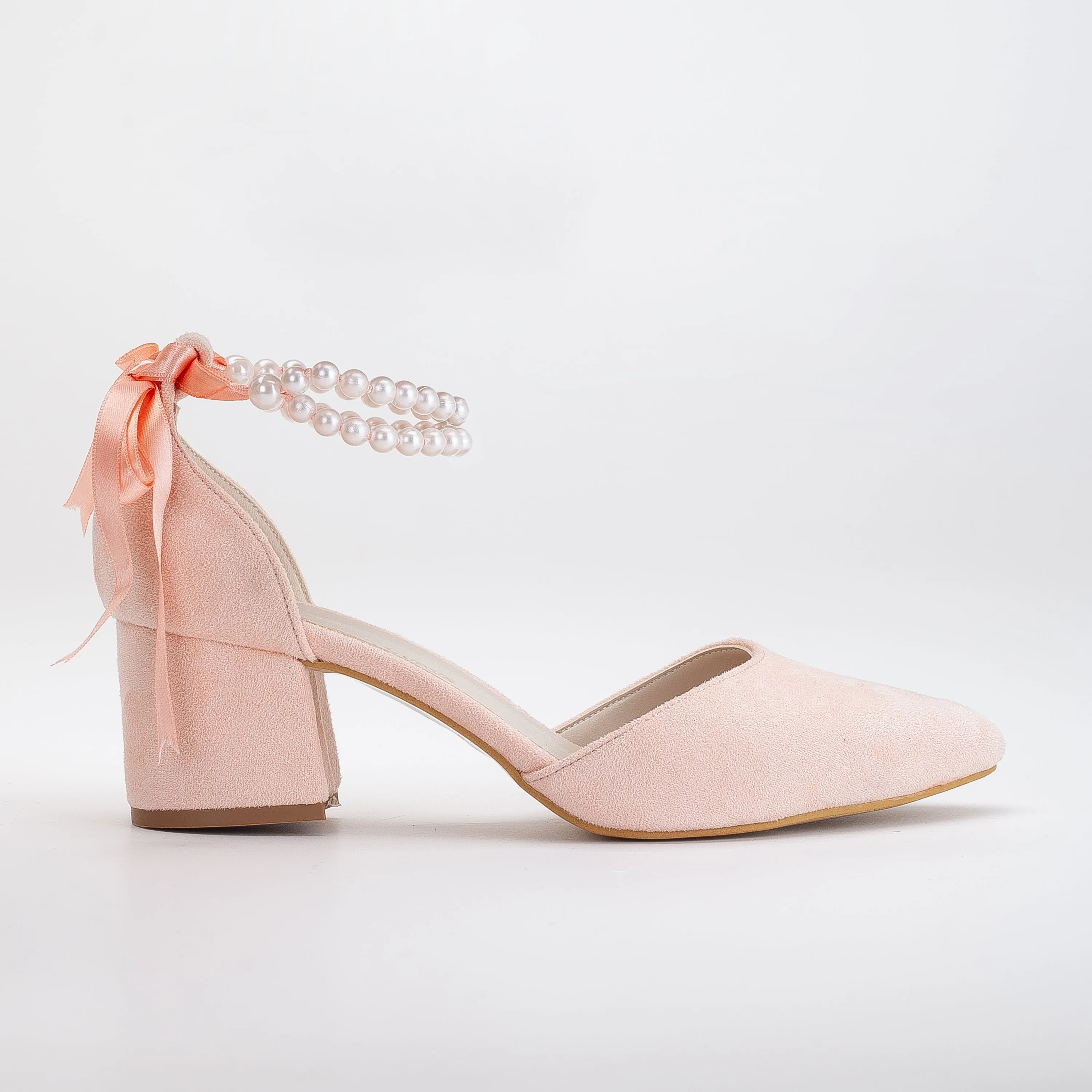 Miranda - Coral Pink Shoes with Pearls